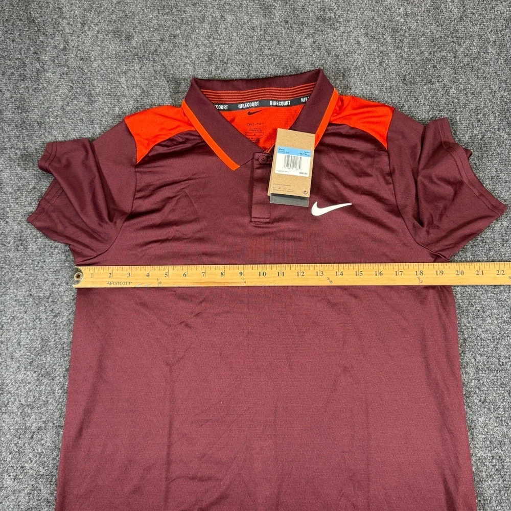 Nike Court Advantage Dri-FIT Tennis Polo Mens Size M-Tall Burgundy Shirt‎ NWT